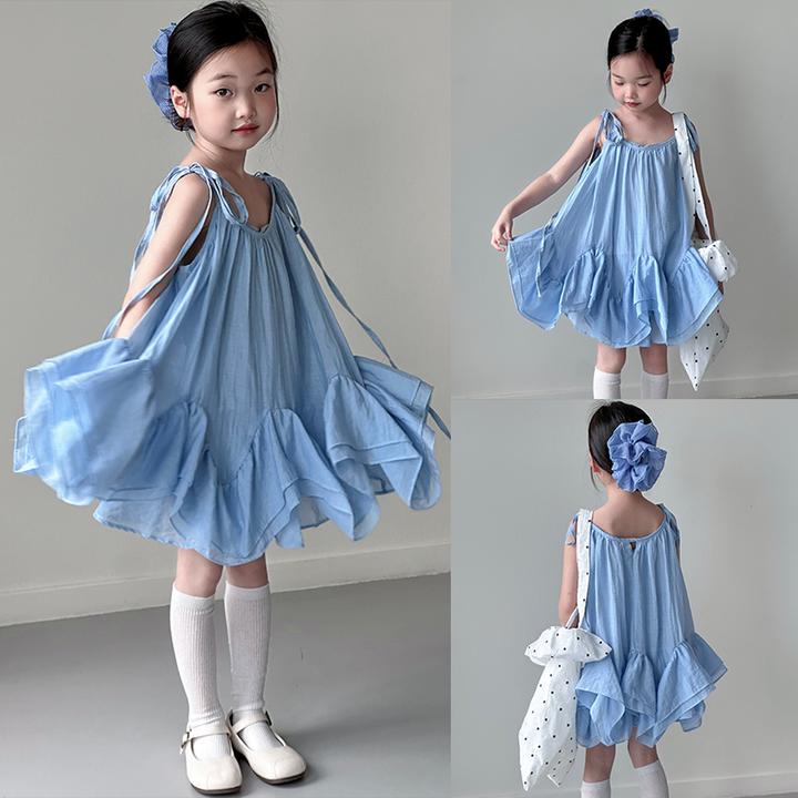 女童吊带裙夏季薄款2025新款独特漂亮裙子儿童夏装女孩宽松连衣裙