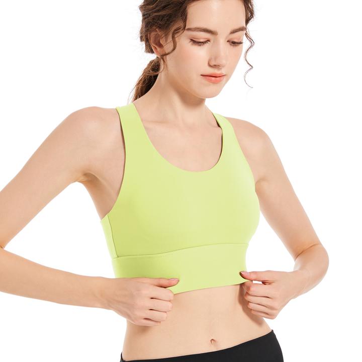 高强度大码运动内衣女一体式固定杯交叉美背防震跑步瑜伽背心