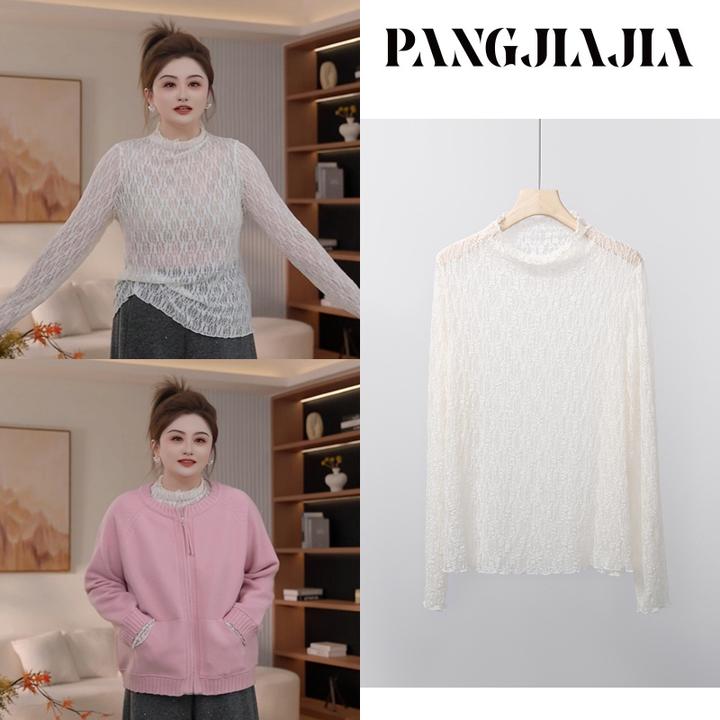 【胖佳佳】现货~蕾丝秘境 半高领蕾丝衫秋冬时尚内搭打底H625Z18761