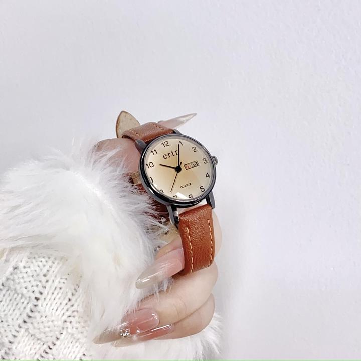 韩系学院风高颜值女士手表简约气质考试专用静音走时手表学生通勤