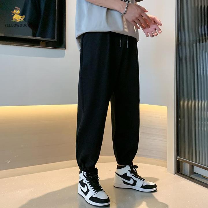 裤子男夏季宽松长裤休闲裤韩版潮流束脚裤百搭九分春秋款运动裤