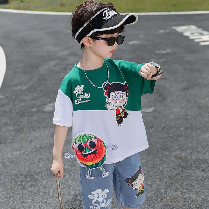 哪吒儿童服装2025新款男童夏季套装男孩短袖短裤夏装宝宝洋气衣服