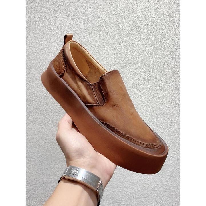 度卡奴高端2025秋秋款懒人鞋一脚蹬透气舒适豆豆鞋男鞋百搭皮鞋