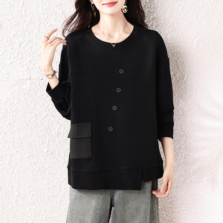 【女神新衣】春秋新款大码卫衣拼接时尚百搭显瘦休闲宽松T恤上衣