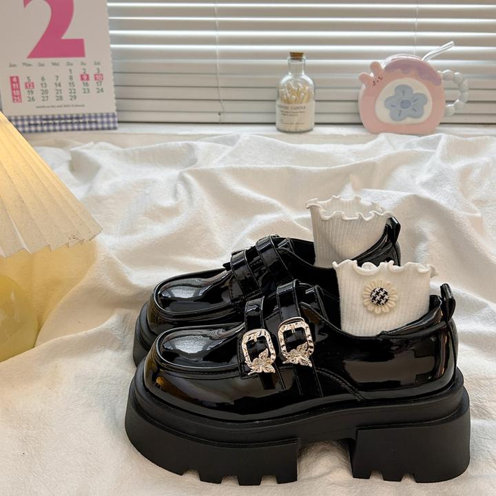 厚跟增高女式小皮鞋2025新春黑色厚底英式日式Jk Mary Jane乐福鞋