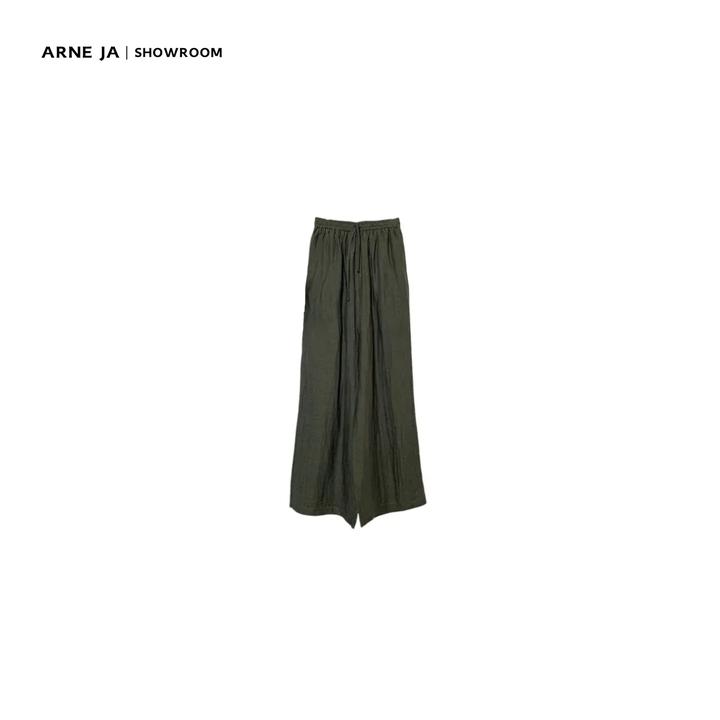ARNE JA｜“自然治愈”可持续色织亚麻蒲烟绿空气阔腿裤 A8641