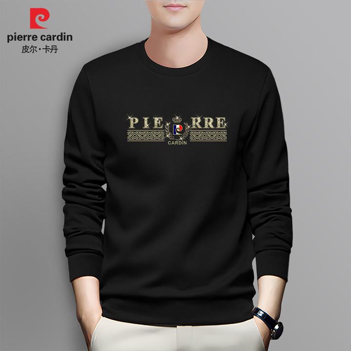 皮尔卡丹正品男装男士大码卫衣秋冬商务休闲加绒胖哥圆领衫P80267