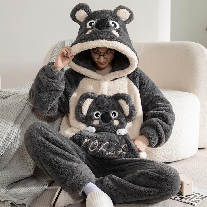 男士睡衣秋冬季加厚加绒珊瑚绒青少年卡通加大码法兰绒家居服套装