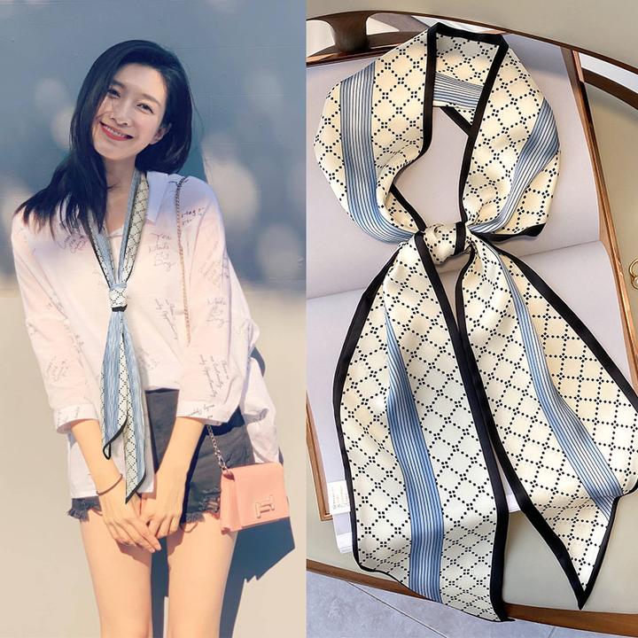 丝巾女2025新款小长条百搭春秋夏季细窄搭配衬衫衬衫系脖围巾领巾