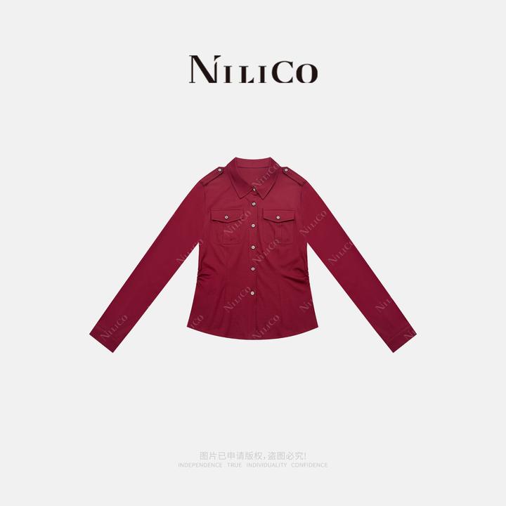 NILICO【邻家姑娘】设计感修身翻领气质百搭减龄显瘦衬衫外套