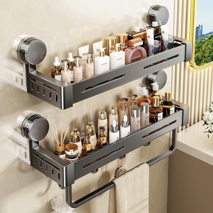 免打孔吸盘浴室厕所置物架卫生间壁挂式免打孔化妆品收纳架浴室