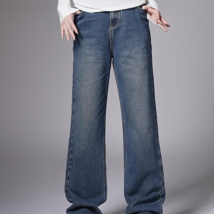 多肉宝贝【苹果/H型身材穿】直筒牛仔裤女显瘦显腿长2509DY5786