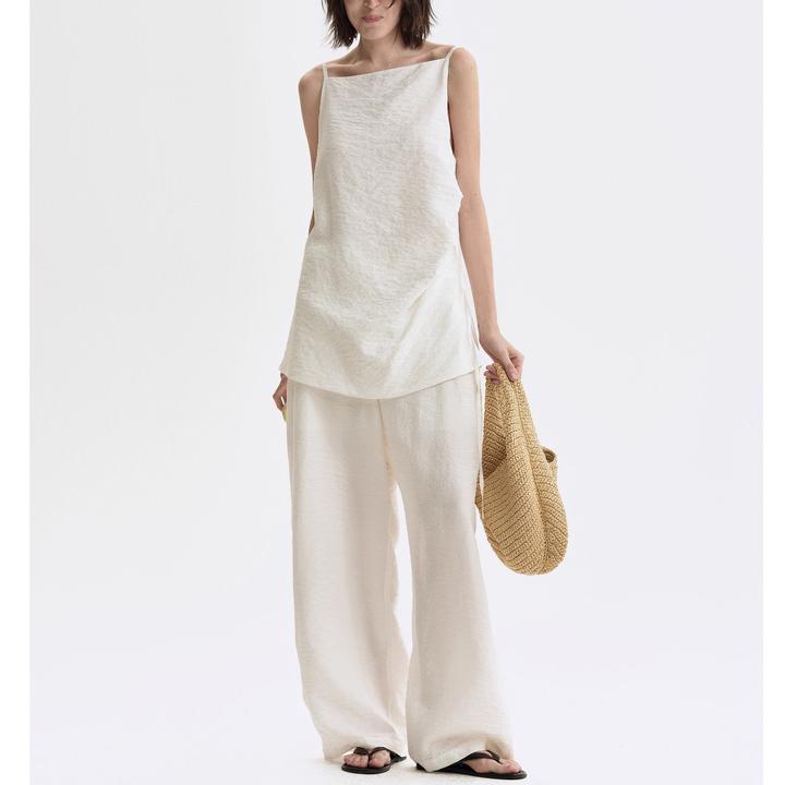 极简休闲风设计套装吊带上衣女+宽松休闲裤子夏季