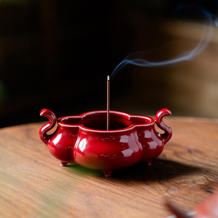 赞朴线香香插新中式故宫红陶瓷线香炉家用禅意室内檀香熏香炉摆件