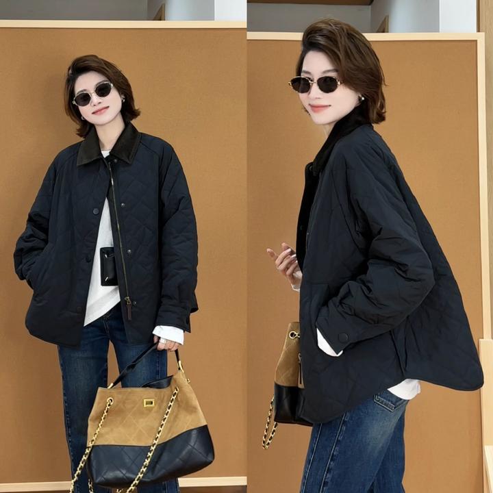 YYOUHAN铭顺 【曼城奇遇】灯芯绒领女冬季棉服菱格外套 2509C5930