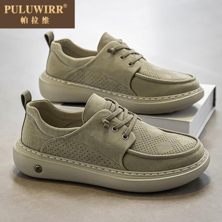 一脚蹬男鞋2025新款夏季透气软底休闲布鞋青少年潮流百搭厚时尚