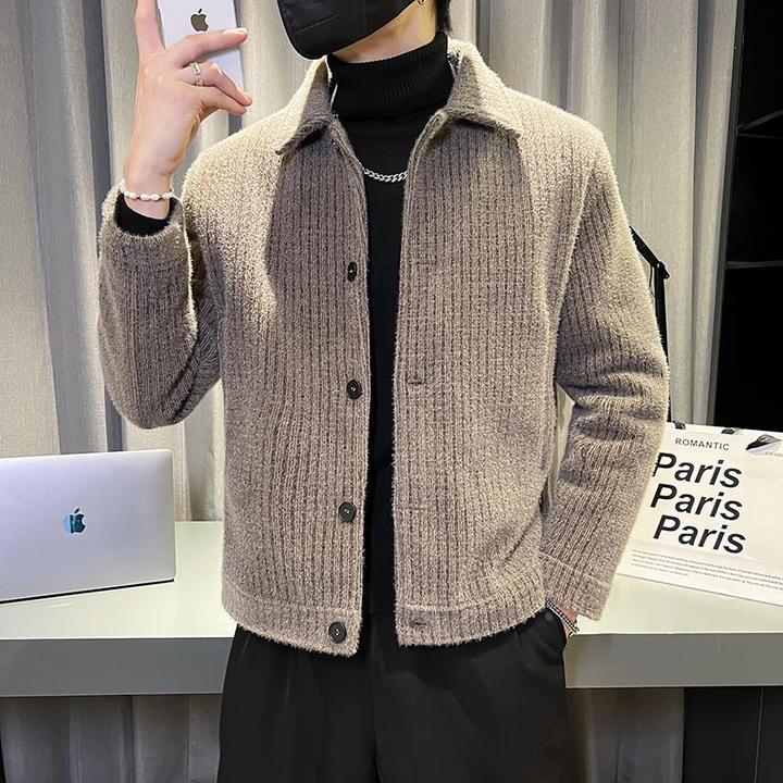 成熟稳重男装小码秋冬季短款加棉加厚呢子大衣修身小个子毛呢夹克