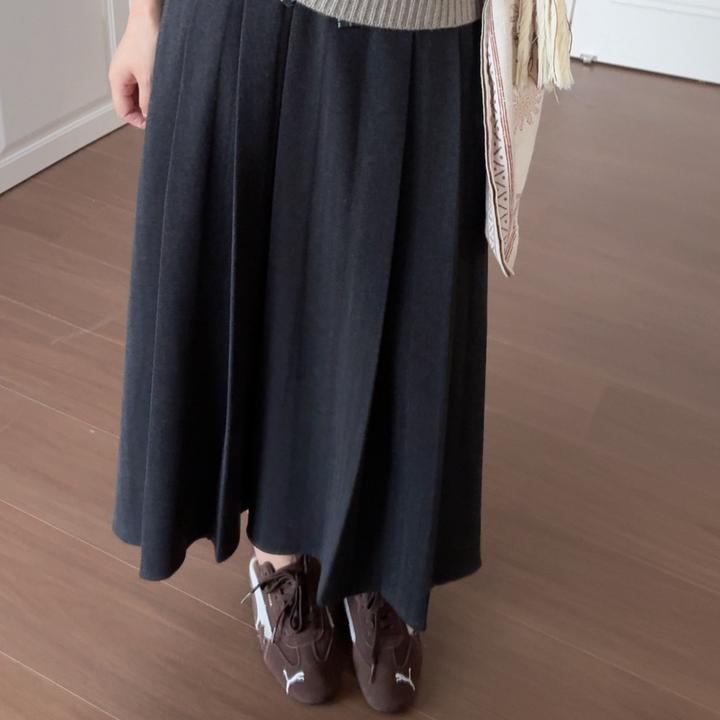 【摩登教主】韩系百搭简约老钱风显瘦A字百褶半身长裙子女