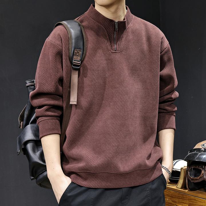 LEIGHZ/雷茨高端纹理感半高领拉链卫衣男春秋款衣服2025新款秋季