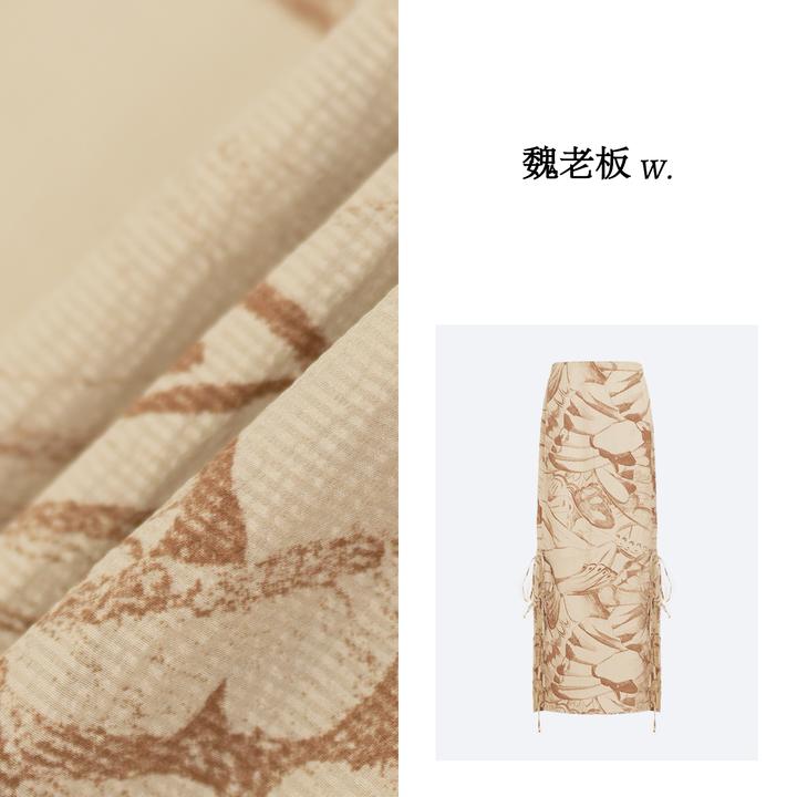 W.Diva【藤蔓缪斯】桑蚕丝夏季H型蝴蝶下摆开叉印花半裙51K111721