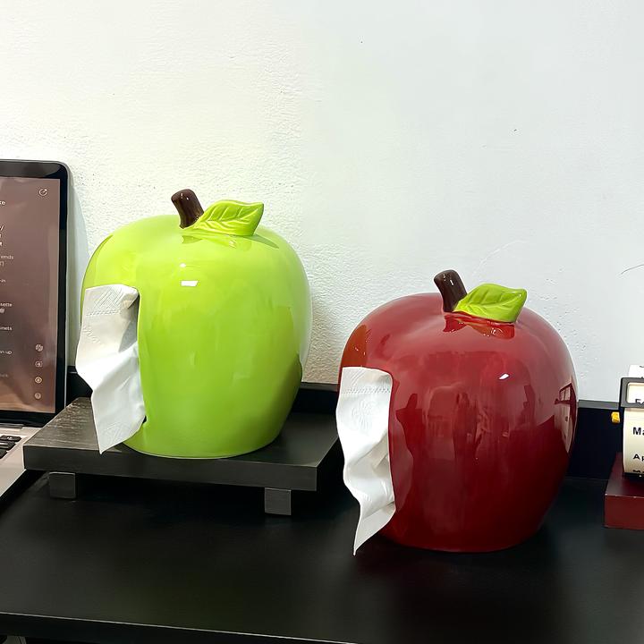 创意苹果纸巾盒家用客厅桌面高颜值多巴胺摆件餐巾纸盒陶瓷抽纸盒