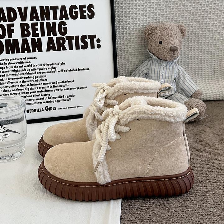 人造PU皮毛一体雪地靴女款冬季2025新款加绒加厚毛毛靴保暖防滑东