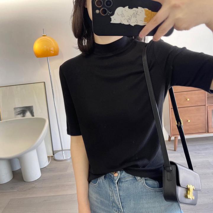 米蓝家名殿柔软百搭水溶半领半袖8236