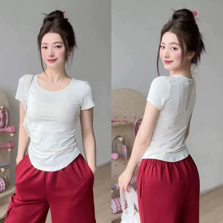 瑜伽服女2025新款夏季网纱拼接速干透气健身服跑步运动T恤短袖