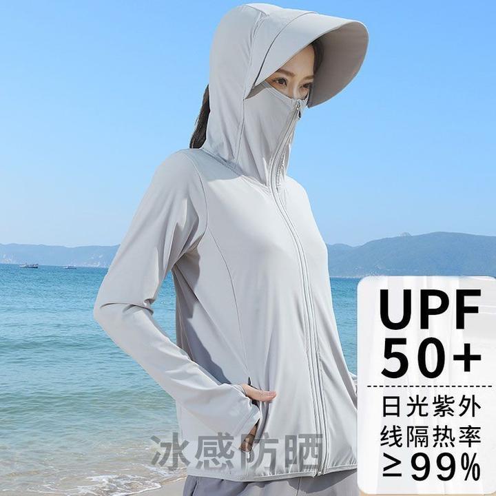 防晒衣女夏2025新款防紫外线薄款透气连帽外套骑行遮脸长袖防晒服