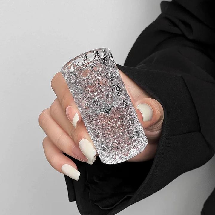 宝石纹家用一口小酒杯喝水杯可爱无色透明酒杯套装微醺玻璃甜品碗