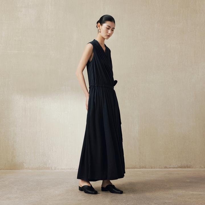 EXCEPTION/例外原创设计系带收腰礼服裙气质无袖连衣裙A125-D1J06