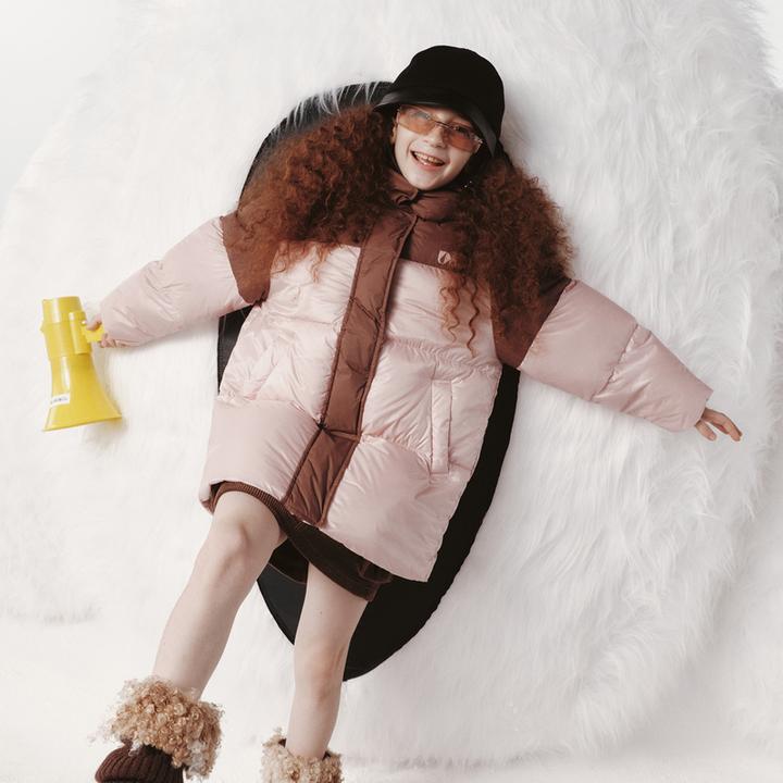 鹅绒-火山岩蓄热littlemoco童装冬装新款男女童中长款羽绒服