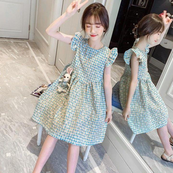 巴拉巴拉适用女童连衣裙2025新款夏装儿童格子裙小女孩童装洋气无
