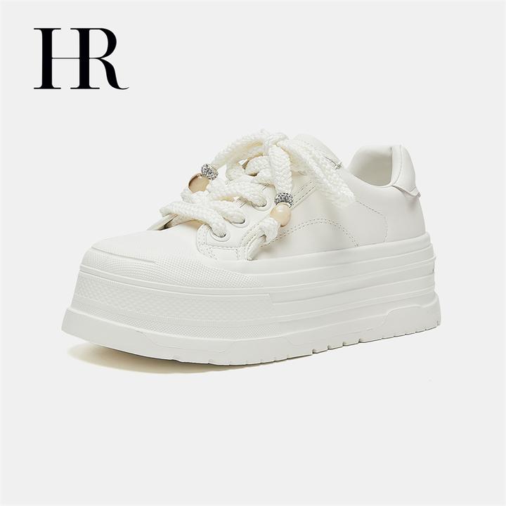 HR/赫莲娜板鞋真皮韩版透气低帮休闲小众时尚白色厚底女时尚轻奢