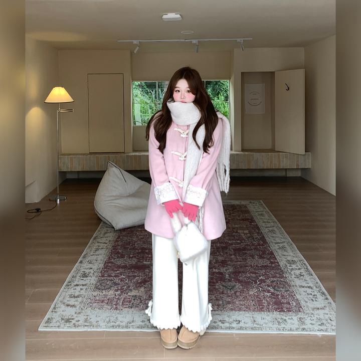 徐达布【曼城绒冬】大码牛角扣外套女冬季微胖呢子大衣N39047C54