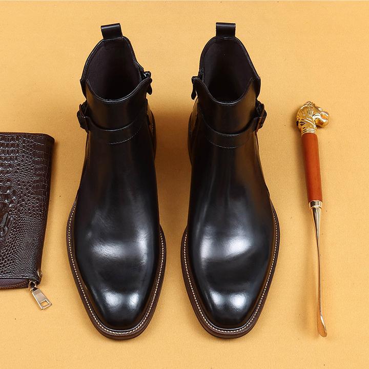 路易圣戈希男款切尔西马丁靴英伦风尖头男鞋冬季内里商务正装短靴