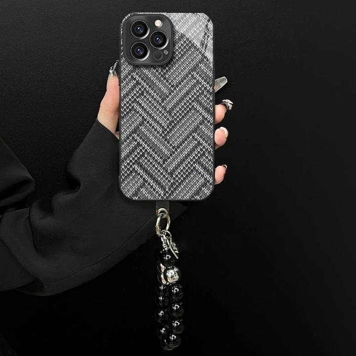 电镀玻璃适用苹果/oppo/华为/vivo/小米高级感编织图腾创意手机壳