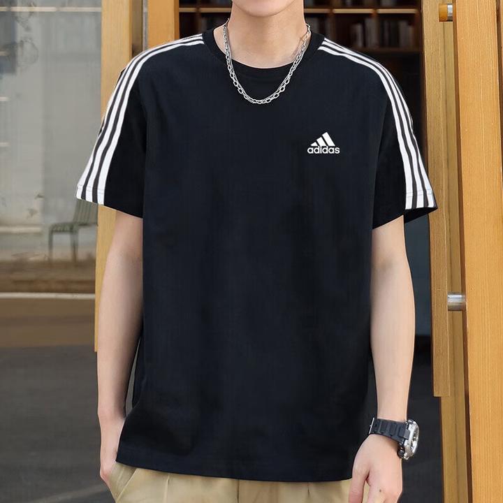 阿迪达斯短袖男夏季新款纯棉百搭半袖时尚圆领休闲运动T恤IC9334