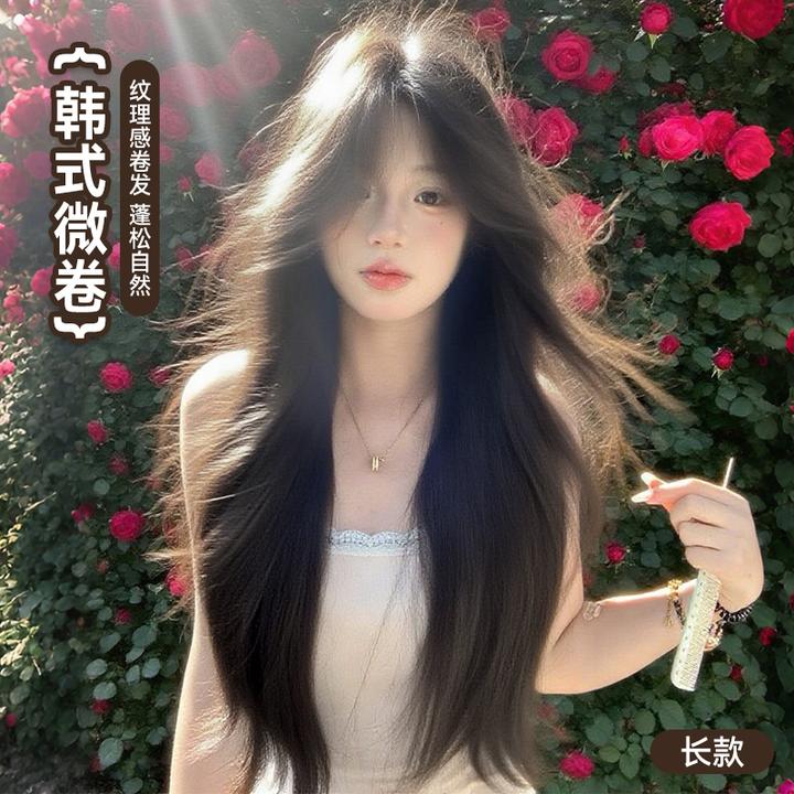 【韩式微卷】束朵假发女层次假发黑茶色长卷发Lolit中分刘海全头套