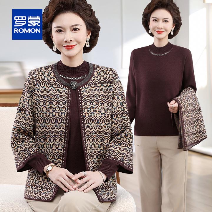 罗蒙新中式妈妈装加绒加厚棉服外套女冬季新款高档中老年棉衣棉袄