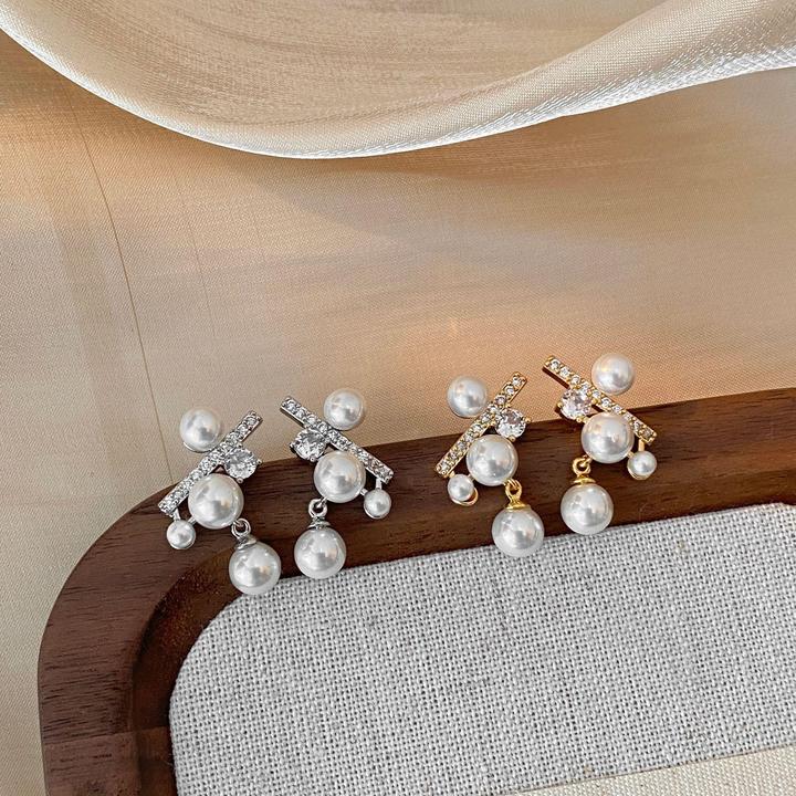 铜合金锆石耳饰 新款时尚高级感设计不规则耳环精致个性简约轻奢