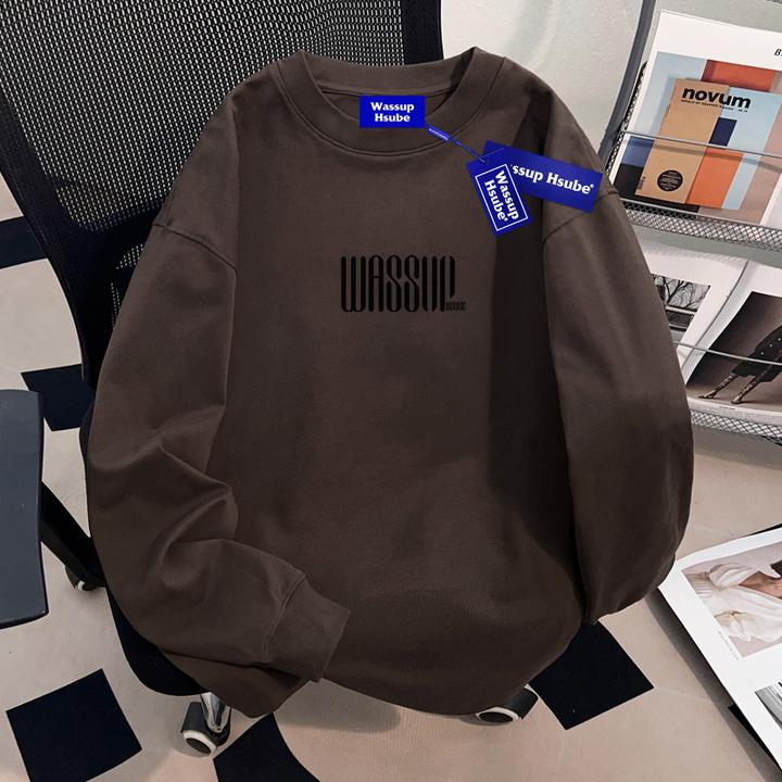 WASSUP HSUBE美式复古长袖圆领重磅T恤秋季新款显瘦宽松上衣男士