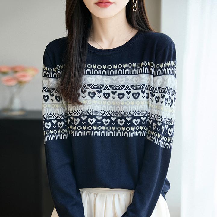 微胖mm春秋大码女士条纹毛衣遮肚子显瘦上衣内搭可外穿针织打底衫