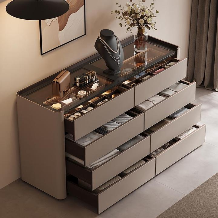 意式轻奢首饰柜卧室床尾展示柜衣帽间家用落地高端珠宝八斗收纳柜