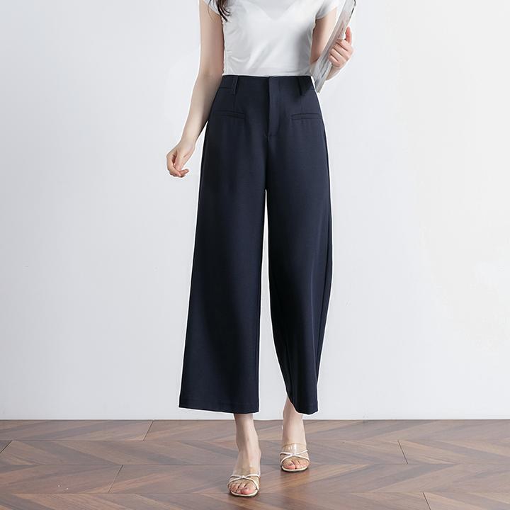 上档次九分西装裤女春秋薄款气质女装小个子时尚显瘦通勤阔腿裤