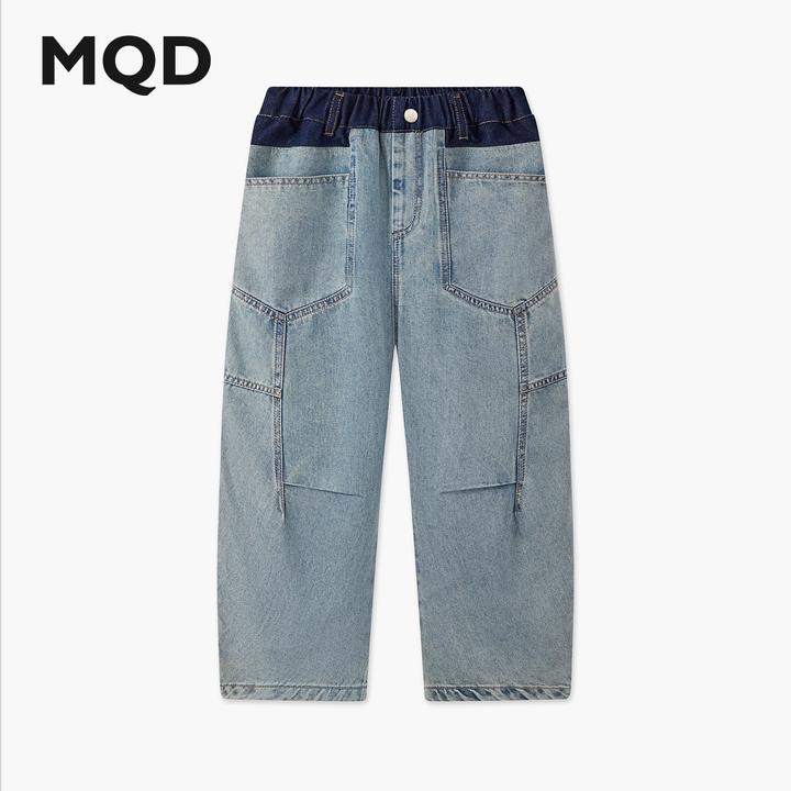 MQD男童25秋新款街潮立体剪裁设计感老爹裤牛仔裤长裤9653W1428