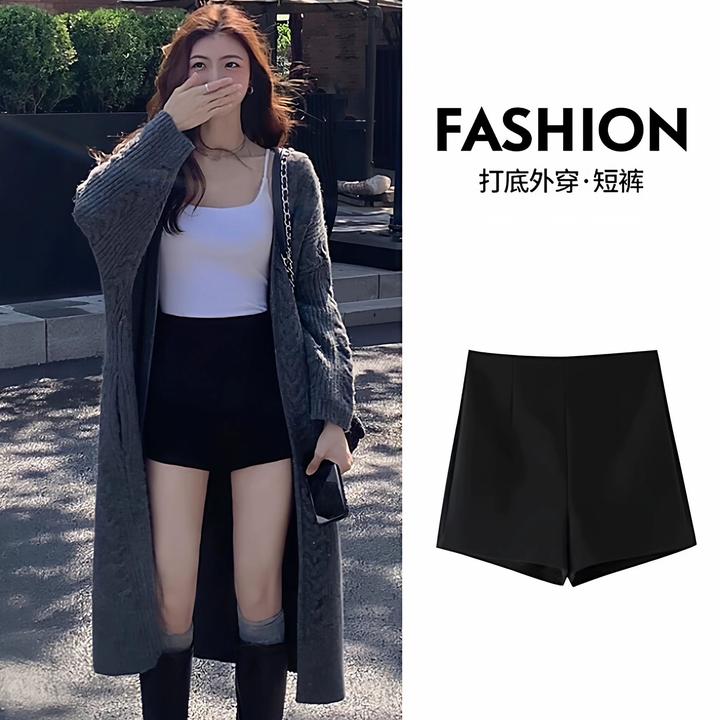 短裤女款爆款2025新款黑色西装短裤秋冬外穿打底紧身包臀显瘦热裤