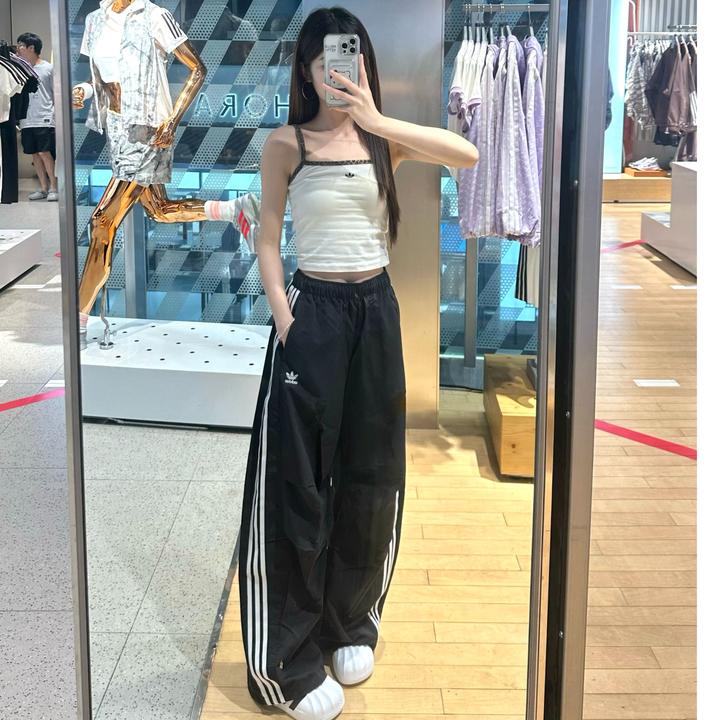adidas 阿迪达斯三叶草条纹款速干夏季休闲舒适长裤 KS3324