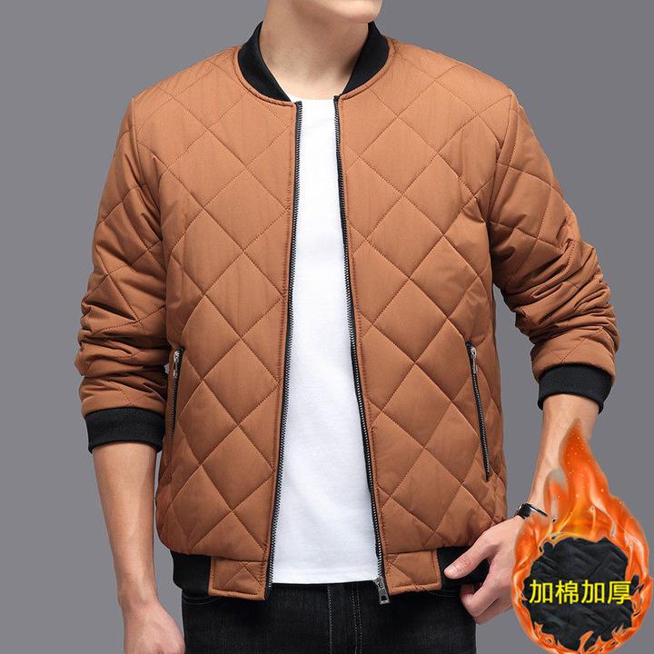 休闲夹克外套大码男士加绒加厚保暖棉衣短款中老年中年宽松秋冬