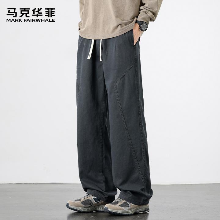 马克华菲美式纯棉工装裤男士秋季新款宽松直筒男裤百搭休闲阔腿裤